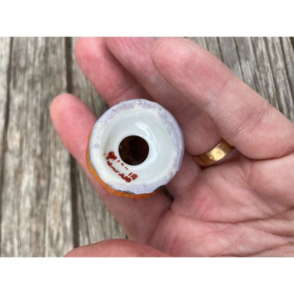 Vintage Salt Cellar  with pepper shaker Tray Pumpkin Lusterware - Picture 10 of 10